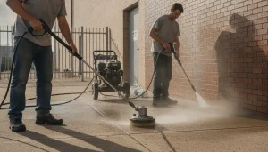 Pressure washing vs power washing overview for Goose Creek surfaces like concrete, brick, and metal